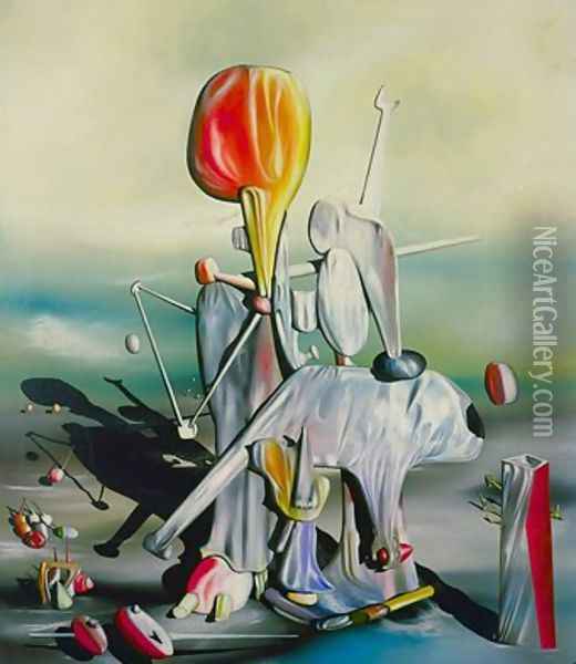 Through Birds, Through Fire and Not Through Glass Oil Painting - Yves Tanguy