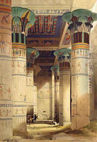 View under the Grand Portico, Philae, from Egypt and Nubia, Vol.1 Oil Painting - David Roberts