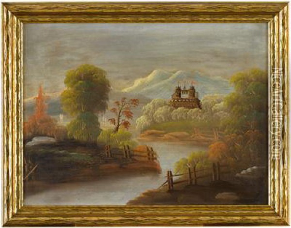 Landscape With Castle Oil Painting - Thomas Chambers