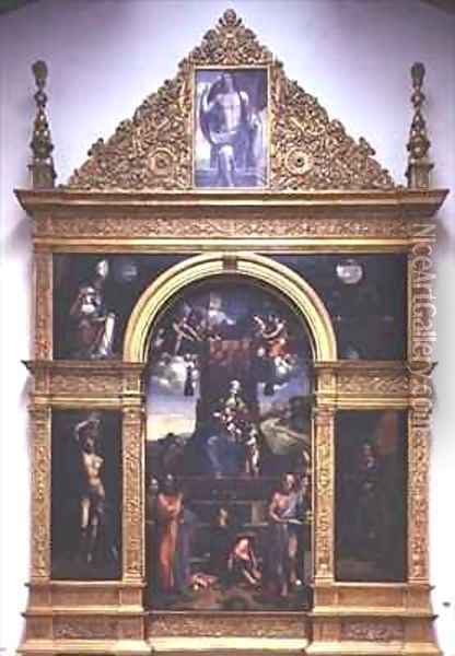Virgin and Child enthroned with Saints Oil Painting - D. & Garofalo, B. Dossi