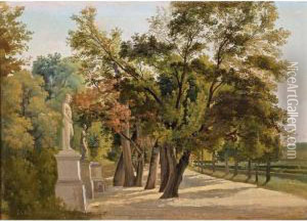 Entrance To The Giardino Del Lago, Villa Borghese, Rome Oil Painting - Gustaf-Wilhelm Palm