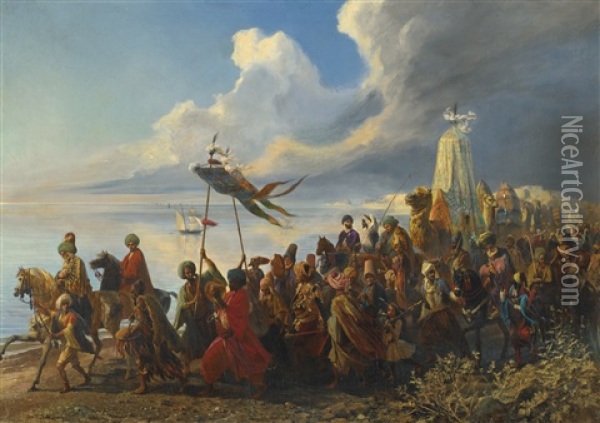 The Hajj Oil Painting - Edme Alexis Alfred Dehodencq