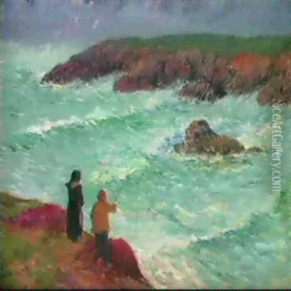 Les Falaises Pres De La Mer Oil Painting - Henry Moret