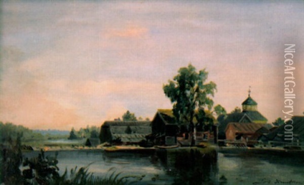 Saaristokyla Oil Painting - Johan Knutson