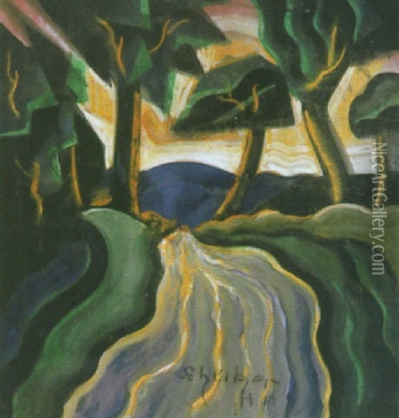 Flusslandschaft Oil Painting - Hugo Scheiber