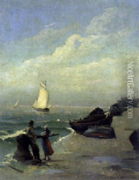 Fischerboote Vor Der Mole Oil Painting - Louis Robert Carrier-Belleuse