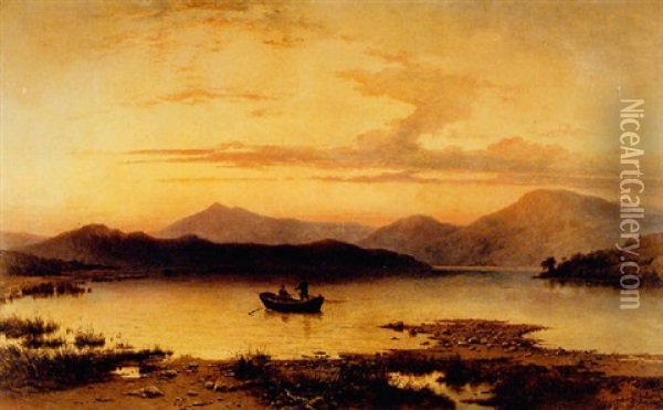 Loch Etive, From Bonawe, Evening Oil Painting - George Edwards Hering