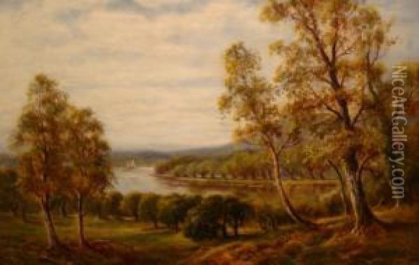 Autumn On The River Wye Oil Painting - Sidney Yates Johnson