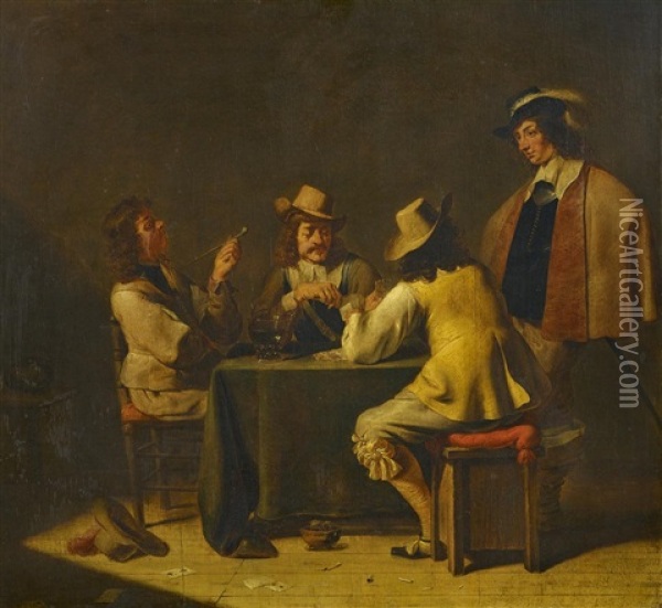 Interieur Mit Rauchenden Und Kartenspielenden Herren Oil Painting - Jan Olis