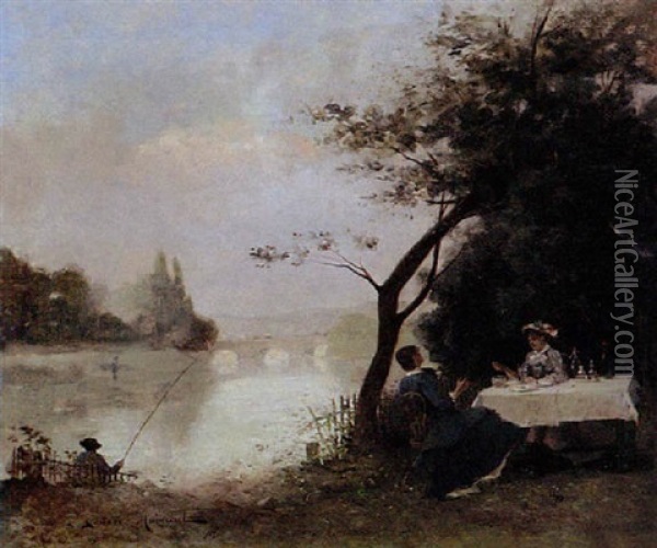 Dejeuner Au Bord De L'eau Oil Painting - Gustave Maincent
