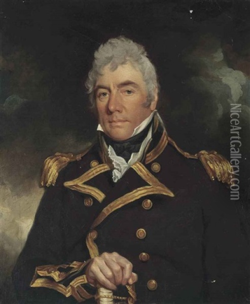 Portrait Of A Gentleman Thought To Be Admiral Robert Roddam (1719-1808), Half-length, In Naval Uniform Oil Painting - Sir William Beechey