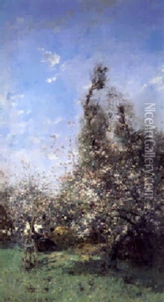 Landschaft Im Fruhling Mit Bluhenden Baumen Oil Painting - Leon Germain Pelouse