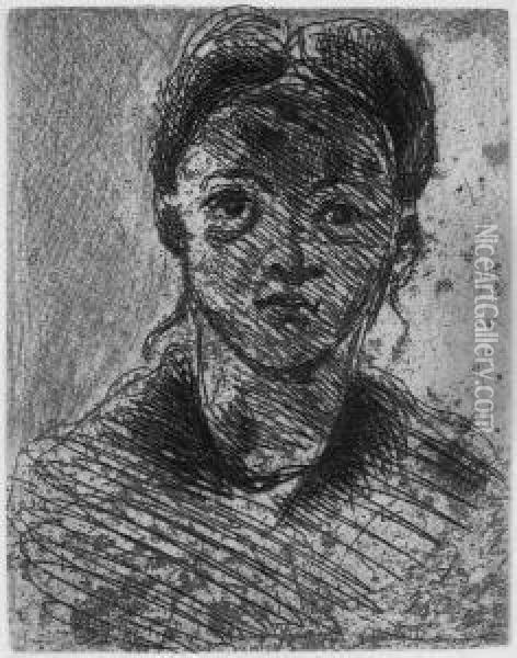 Tete De Jeune Fille. Oil Painting - Paul Cezanne