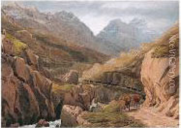 Driving Cattle In Glencoe, Argyllshire Oil Painting - William Turner