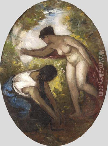 Oltozkodes Oil Painting - Bela Ivanyi Grunwald