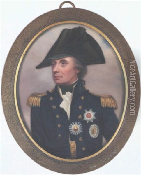 Horatio, 1st Viscount Nelson, Wearing Vice-admiral's Undress Uniform And The Breast Stars Of The Order Of The Bath, Crescent And Ferdinand And Merit Oil Painting - Henry Bone