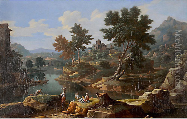Grande Paesaggio Italiano Oil Painting - Etienne Allegrain