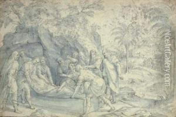 The Burial Of An Early Christian Oil Painting - Lambert van Noort