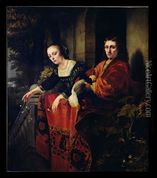 Portrait of a Husband and Wife 1654 Oil Painting - Ferdinand Bol