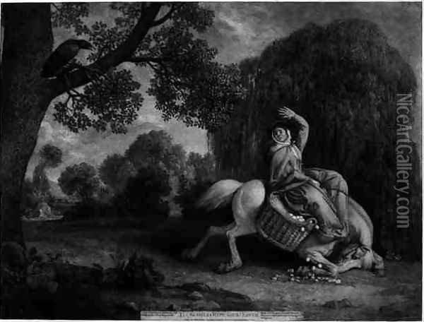 The Farmers Wife and the Raven, engraved by the artist, pub. 1788 Oil Painting - George Stubbs