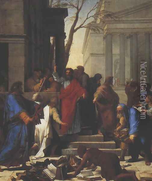 Saint Paul Preaching at Ephesus Oil Painting - Eustache Le Sueur