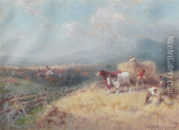 Pennsylvania Haying Scene Oil Painting - George Washington Nicholson
