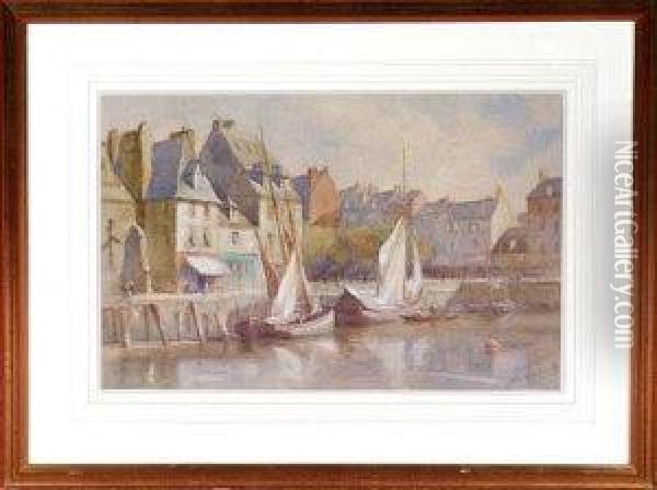 Honfleur Harbour Oil Painting - Harold Arthur Burke