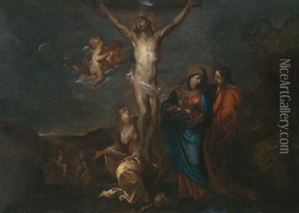 Der Gekreuzigte Christus Mit Assistenzfiguren Und Engeln Oil Painting - Gillis Backereel