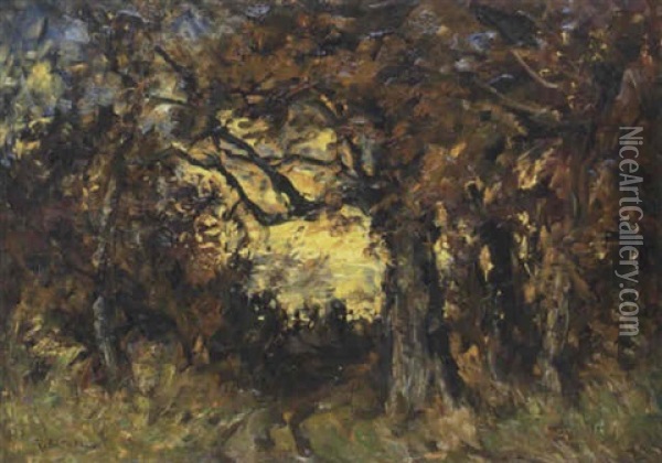 Eichenwald Im November Oil Painting - Rudolf Petuel