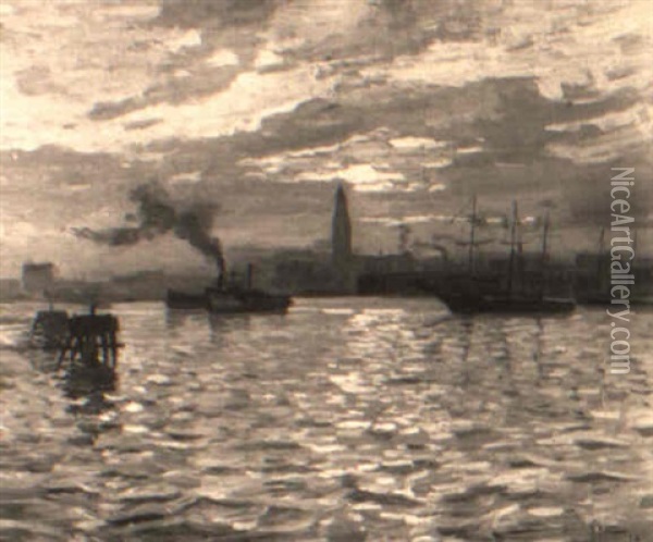 A View Of Baltimore Harbor Oil Painting - Edgar Hewitt Nye
