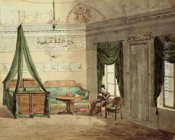 Neo-Classical Bedchamber, 1819 Oil Painting - Anonymous Artist