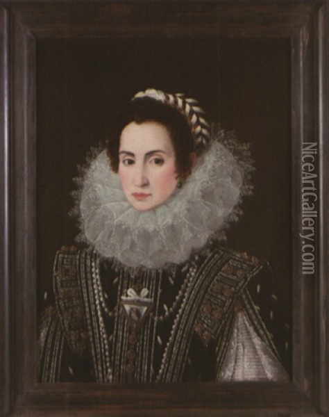 Portrait De Femme Oil Painting - Juan Pantoja de la Cruz