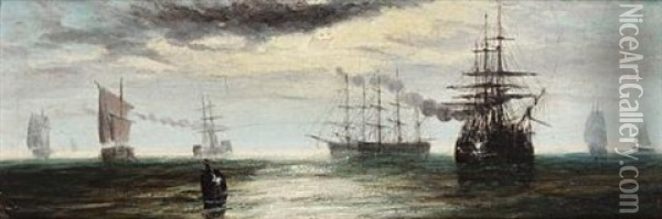 Crimean Transports Arriving At Spithead Oil Painting - William Adolphus Knell