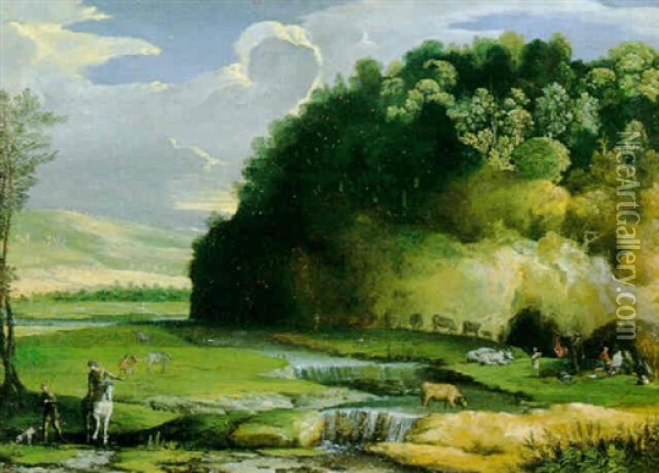Paysage Pastoral Avec Une Riviere Oil Painting - Christoph Ludwig Agricola