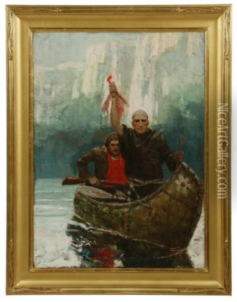 Father Hennepin On The Boundary Waters Of The Mississippi Oil Painting - Howard Pyle