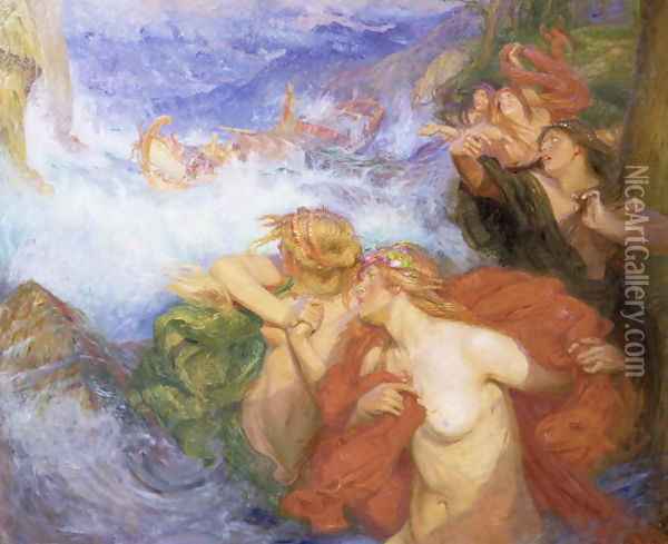 The Sirens Oil Painting - Charles William Wyllie