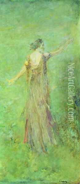 June, c.1920 Oil Painting - Thomas Wilmer Dewing