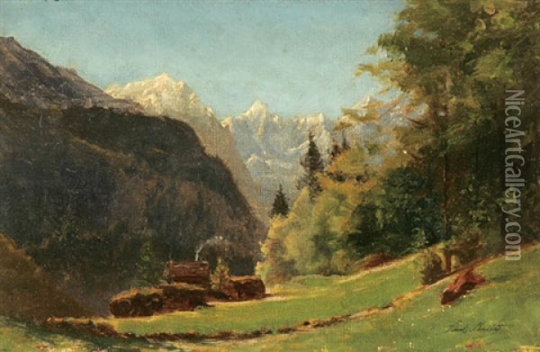Alpine Landscape Oil Painting - Paul Francois Louchet