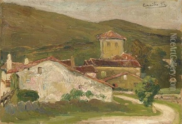A Spanish Village Oil Painting - Cecilio Pla