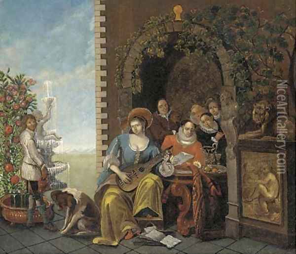 A musical party in a garden Oil Painting - Jan Josef, the Elder Horemans