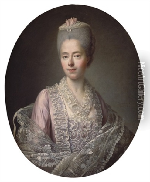 Portrait De Guillemette Moulin De La Raciniere, Madame D'angot Oil Painting - Francois Hubert Drouais
