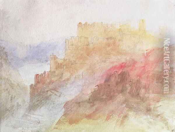 A Castle Above A Chasm, c.1841-44 Oil Painting - Joseph Mallord William Turner