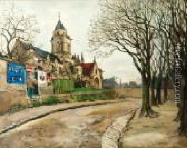 Village Dans L'yonne Oil Painting - Marcel Leprin