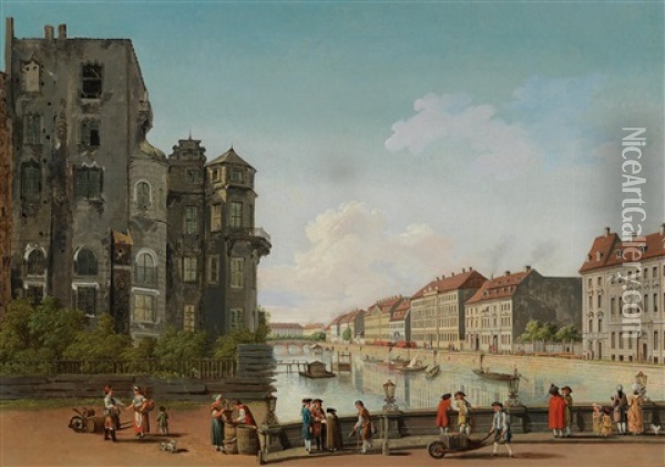 The Berlin City Palace Oil Painting - Carl Traugott Fechhelm