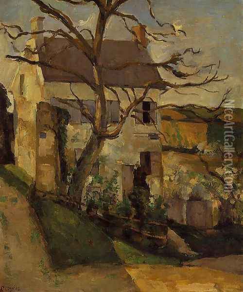 House And Tree The Hermitage Pontoise Oil Painting - Paul Cezanne