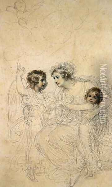 The Countess of Hopetoun with her daughters Jasmin and Lucy Oil Painting - Richard Cosway