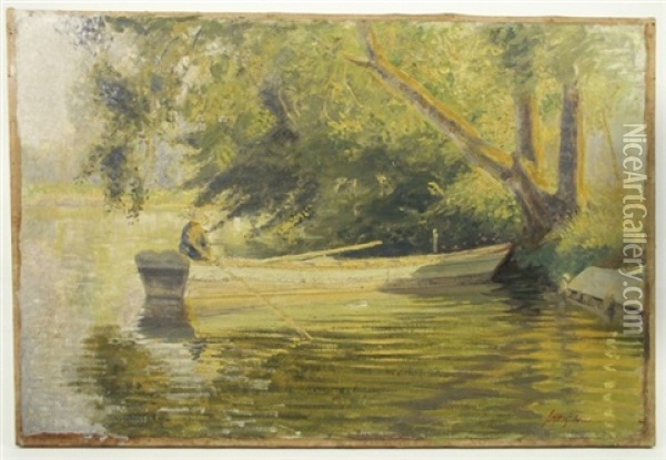 Boy In A Rowboat Oil Painting - Joseph Henry Hatfield