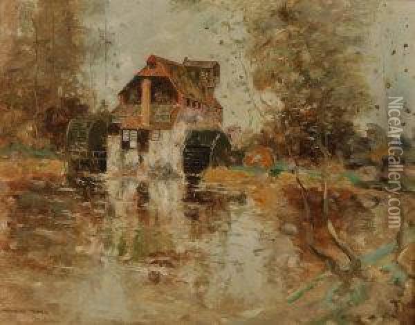 Houghton Mill Oil Painting - George Grosvenor Thomas