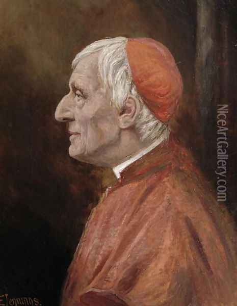 Portrait of Cardinal Newman 1801-90 Oil Painting - E. Jennings