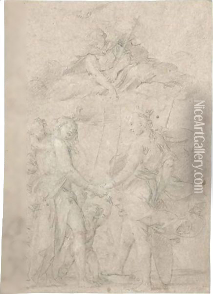 Allegoria Della Riconciliazione Della Carita E Della Giustizia Oil Painting - Giovanni Baglione